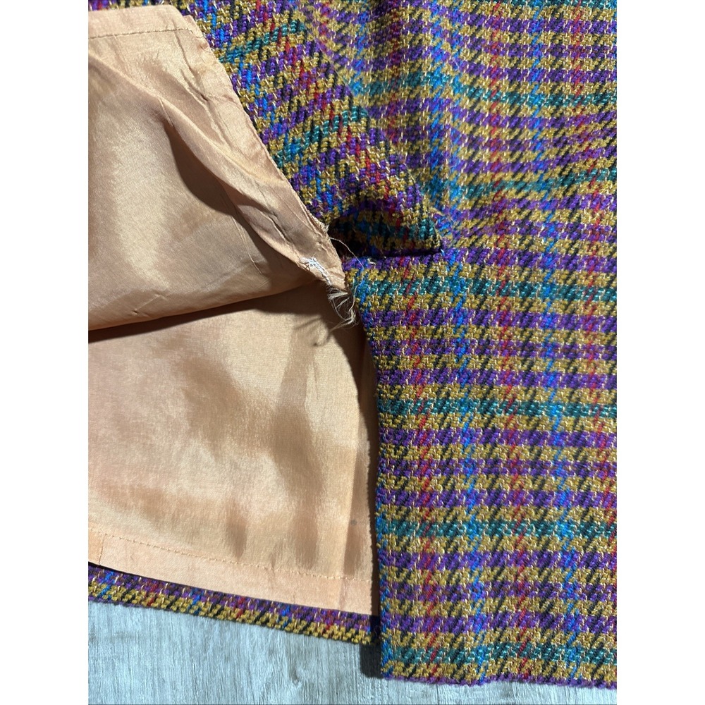 J. McLaughin for Sanyo Vintage Herringbone Tweed Pencil Skirt Wool Cotton Sz 4 - Picture 5 of 7